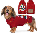 BRKURLEG Christmas Dog Sweaters for Cold Weather, Warm Turtleneck Sweaters for Small Dogs, Xmas New Year Pet Pullover Knitted Sweatshirt Outfit for Cats, Chihuahua,Yorkie (Red, XS)