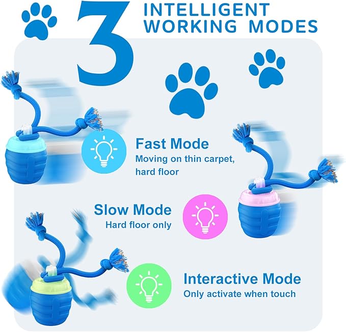 Interactive Dog Toys, [2025 Newly Upgraded] Interactive Dog Ball for Small Dogs, Automatic Moving Dogs Toy Wicked Ball for Boredom & Training, Play Music, USB Rechargeable(Blue)