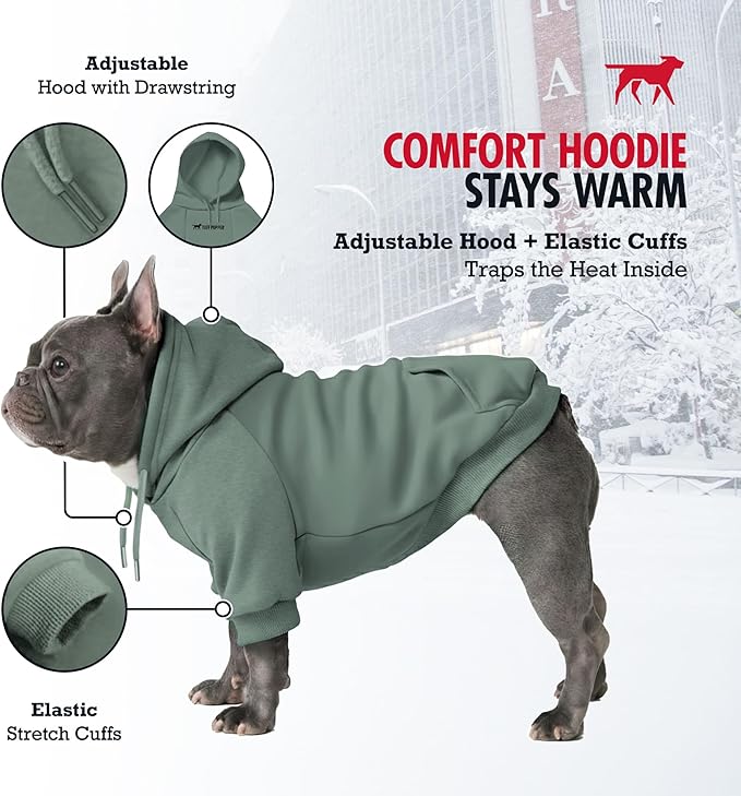 Tuff Pupper Dog Hoodie | Premium Quality 100% Organic Cotton | Ultra Soft Interior for Superior Comfort | Elastic Cuffs & Drawstring for Warmth | Stretch Fit Suitable for All Breeds (Teal, L)