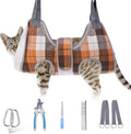 BEAUTYZOO Dog Grooming Hammock Harness for Nail Trimming - Adjustable Pet Restraint Sling for Small Medium Large Dogs/Cats - Secure Hanging Holder for Nail Clipping & Grooming (Orange Thanksgiving)