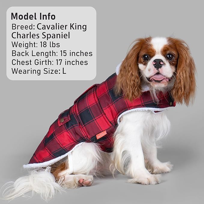 KYEESE Dog Coat Waterproof Dogs Jacket with Fleece Lined Soft Pet Sweater for Cold Weather Windproof Dog Coats for Small Dogs Thick Cat Clothes with Pocket Warm Pet Winter Puffer Coat with Leash Hole