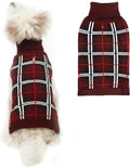 PUPTECK Dog Christmas Sweaters for Large Medium Small Dogs - Fall Classic Plaid Style Puppy Holiday Winter Coat Clothes Warm, Deep Red, M