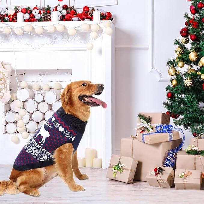 SCENEREAL Dog Sweater for Girls Boys, Turtleneck Pullover Winter Puppy Clothes, Christmas Outfits, Sweatshirt Apparel Knitwear for Frenchie, Beagle, Boston Terrier, ML