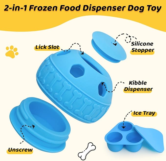 IFOYO Frozen Treat Dog Toy Ball for Small to Medium Dogs, Silicone Enrichment Dog Toys to Keep Them Busy, Reduce Anxiety, Puzzle Treat Dispensing Dogs Toys for Slow Food Training, Easy to Clean