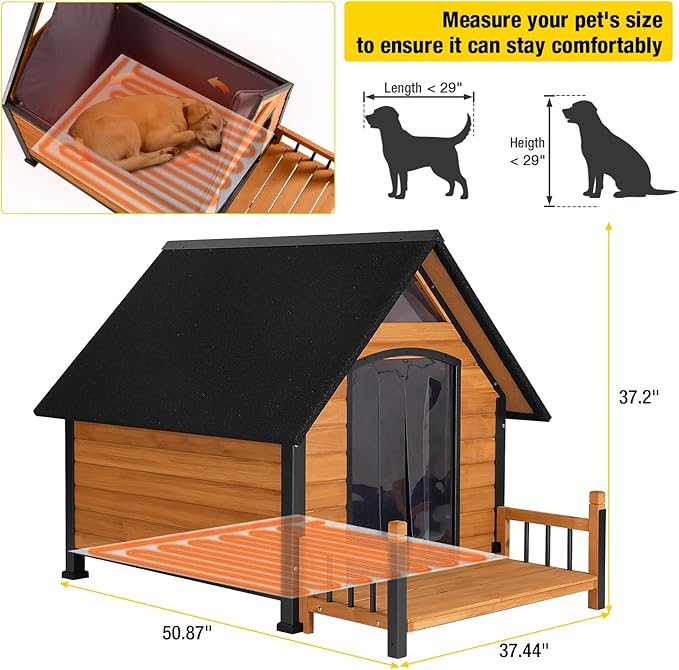 Dog House Outdoor, Chew-Proof Metal Frame Dog Kennel Shelter for Large Breeds,Weatherproof (Brown-H, Extra Large)