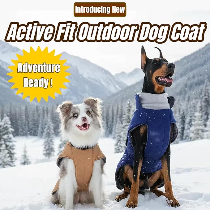 Outdoor Classic Quilted Upgraded Dog Winter Coat, Waterproof & Ultra Warmth Coats for Extra Large Dogs, Easy On & Off Jacket Chest Adjustable, Thick Pet Clothes for Great Dane Doberman(Blue,3XL)