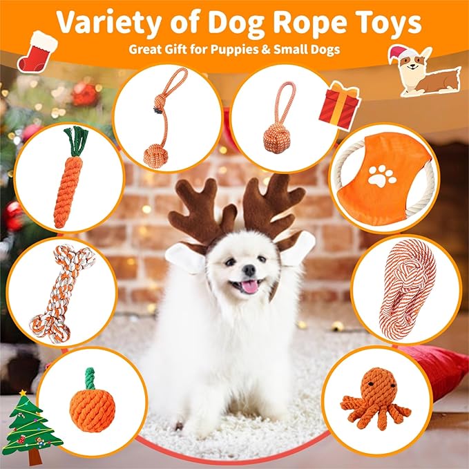 Dog Rope Toy, 8 Pack Cotton Chew Rope Toys for Dogs, Puppy Chew Toys for Teething & Boredom Relief, Tug of War Dog Toy for Small Breed Puppies