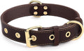 Leather Dog Collar,Dog Collar with Adjustable Sturdy Metal Buckle,Heavy Duty Dog Collar for Walking, Hiking, Training, Hunting (Brown,M:16.2"-22" Neck)