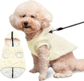 Fleece Lining Dog Hoodie with Harness Built in,Extra Warm Small Dog Jacket in Winter Puppy Coats with Hooded,Light Yellow XS