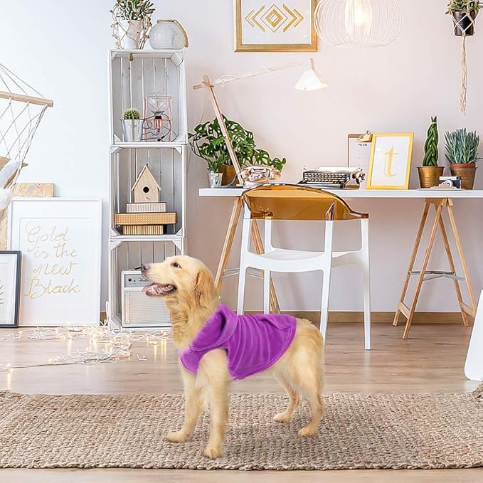 EXPAWLORER Dog Hoodie Fleece Sweater Vest, Hooded Dog Sweatshirt Fall Winter Pet Clothes with Leash Hole, Sleeveless Warm Cozy Puppy Clothing for Cat Small Medium Large Dogs Girl Boy, Purple XXL