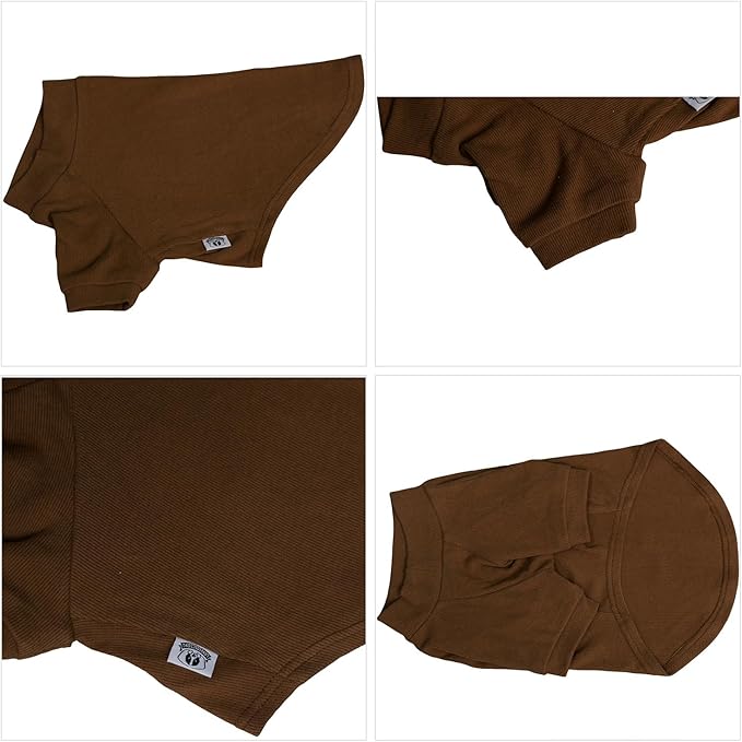 Lovelonglong Ribbed Dog T-Shirt Cotton Knitted Dog Sweaters for All Season Pet T-Shirts for Large Medium Small Dogs Coffee XS