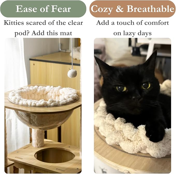 Cat Knitted Bed Mat, Extra-Soft Washable Warm Round Pads Cushions for Indoor Kittens, Cat Trees Towers, Perfect for Kneading and Sleeping (Pink,Small)