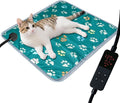 furrybaby Pet Heating Pad, Waterproof Dog Heating Pad Mat for Cat with Durable Anti-Bite Tube Indoor for Puppies Dogs Cats (1 Pack Green, 17 X 17in, Temp Adjustable)