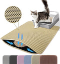 Small Cat Litter Mat, 20x14’’ Double Layer Honeycomb Cat Litter Box Mat, Non Slip Waterproof Urine Proof Litter Trapping Mat for Floor, Kitty Litter Pad, Indoor Pet Supplies, Beige