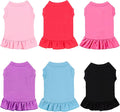6 Pieces Dog Dresses Shirt Skirt Sleeveless Dress Breathable Pet Shirts with Ruffles Puppy Sundress Outfits for Dogs and Cats (L Size)