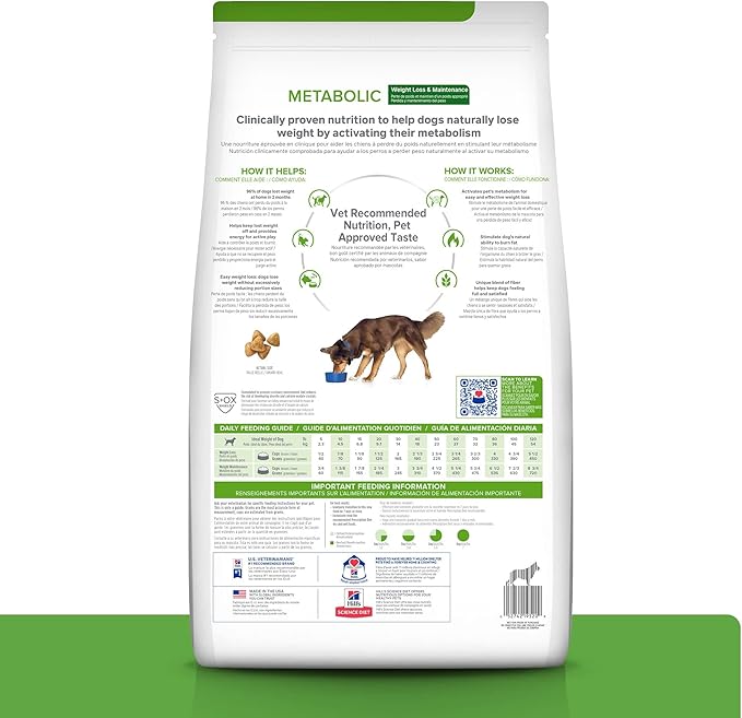 Hill's Prescription Diet Metabolic Weight Management Chicken Flavor Dry Dog Food, Veterinary Diet, 7.7 lb. Bag