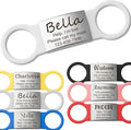 Anavia Slide On Silent Pet ID Tags, S/M/L/XL Personalized Multi-Color Silicone Band Cat Dog Name Tags, Customized Engraved Stainless Steel, Chew-Proof Quiet Dog Collar Tags (Medium, White)