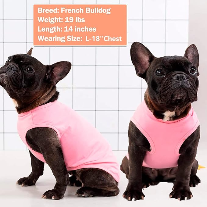 KYEESE 2Pack Dog Shirts Striped T Shirt for Medium Dogs Boy Lightweight Sleeveless Vest Cotton Tank Top Clothes, XX-Large,Pink+Striped