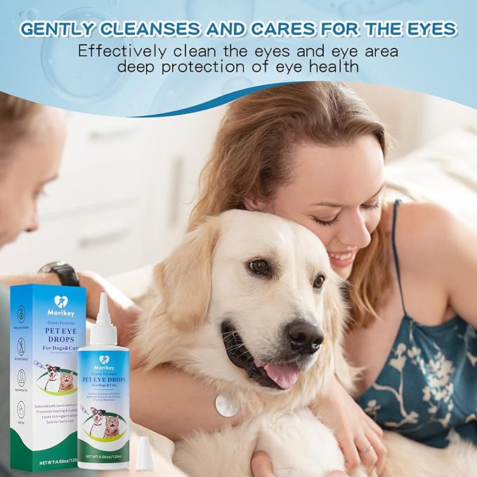Pet Eye Drops,Gentle&Safe Dog Eye Drop for Infection,Relieve Eyes Itching & Irritation,Remove Tear Stains,Safe for All Animals, 4.06oz,120ml