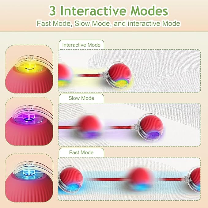 Interactive Cat Toys Balls for Indoor Cats, 2025 New Motion Activated Cat Balls with 360° Smart Automatic Rolling Moving for Bored Kitten Pet Cats Dogs (Green)