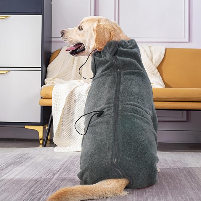 ROZKITCH Fleece Jacket for Dogs, Pet Windproof Warm Cold Weather Jacket Vest Cozy Jumpsuit Apparel Outfit Clothes for Small Medium Large Dog Walking Hiking Sleep Grey M