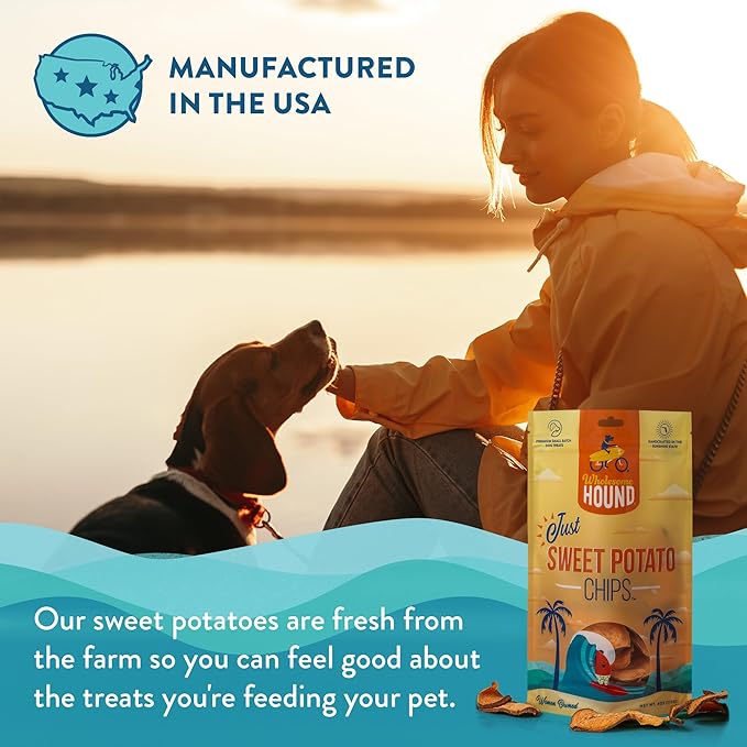 Just Sweet Potato Chips – Single Ingredient Dog Treats, All Natural & Healthy Training Snacks for Small, Medium & Large Breeds, Puppies – High Protein, Made in USA - 4oz