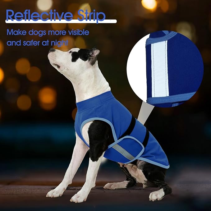 IDOMIK Warm Fleece Dog Sweater for Small Dogs,Soft Winter Dog Fleece Jacket Coat for Fall Cold Weather,Adjustable Fleeced Vest with Reflective Strips,Pullover Pet Sweatshirt for Girl Boy Dogs,Blue,S