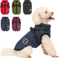 Warm Dog Jacket, Reflective Fleece Vest with Built-in Harness, Waterproof Windproof Snow Jacket for Small Medium Dogs, Navy Blue XS