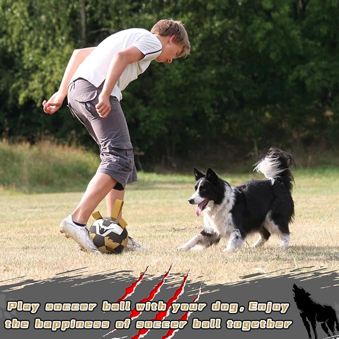QDAN Wolf Dog Toys Balls with Straps - Durable Dog Balls for Large Dogs, Beach Pool Dog Water Toy, Dog Tug Toys for Tug of War, Puppy Dog Birthday Gifts (8 Inch)