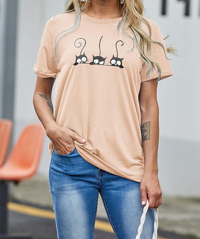 NIUBIA Women's T Shirts Summer Tops Simple Heart Graphic Shirts Sayings Short Sleeve Vacation Casual Blouse Thankful Tee