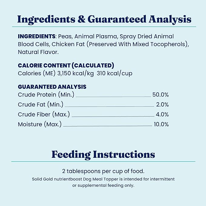 Solid Gold NutrientBoost Meal Toppers for Dogs - High Protein Dog Food Toppers for Dry Food - Grain Free Flavor Enhancer with Vitamins, Minerals & Amino Acids for Gut Health & Immune Support - 1lb