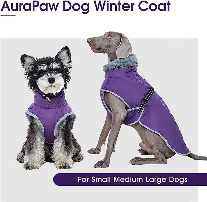 Warm Dog Coat Reflective Jacket,Size S Waterproof Winter Coat Turtleneck Dog Clothes for Cold Weather,Thick Fleece Snowsuit Christmas Vest for Small Dogs,Thermal Cold Weather Coats,Purple,S