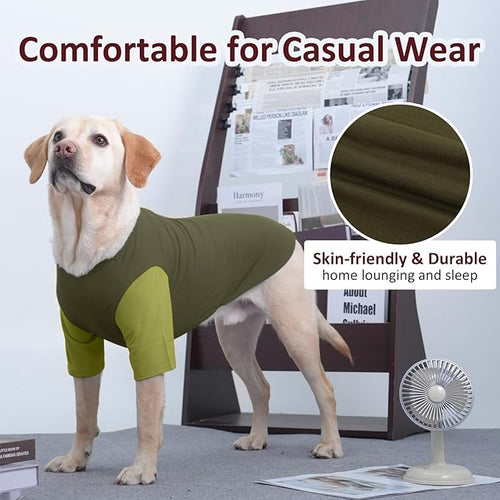 2 Pack X-Large Dog Shirts - Breathable Lightweight Durable Tees, Durable Moisture-Wicking Clothes for Beagle, Bullmastiff, Sleeping Hot Summer Day Outdoor Activities, Travel, Seaside, Green