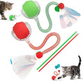 Red & Green Interactive Cat Toy Ball Combo – Automatic Agile Moving Cats Toys with 4 Tail Accessories, Bird Chirping & Motion Activated, Kitten Balls for Multi-Cat Households