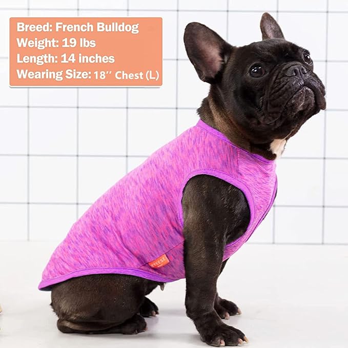 KYEESE 2 Pack Dog Shirts Quick Dry Soft Stretchy Sun Protection Dog T-Shirts with Reflective Label Tank Top Sleeveless Vest Pet Clothes for Small Medium Pet, Large, Purple+Pink
