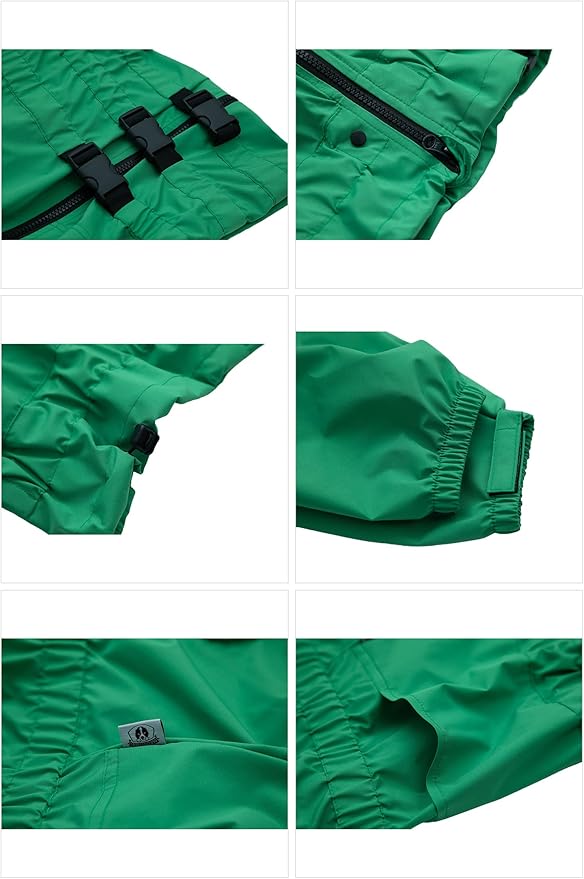 Dogs Waterproof Jacket, Lightweight Waterproof Jacket Reflective Safety Dog Raincoat Windproof Snow-Proof Dog Vest for Small Medium Large Dogs Green L