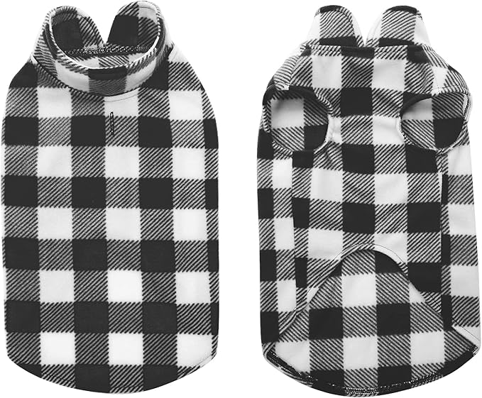 Kama Bridal Dog Spring Autumn Winter Coat Pullover Fleece Vest for Cats & Dogs - Thin Sweater, Black & White Plaid (L)