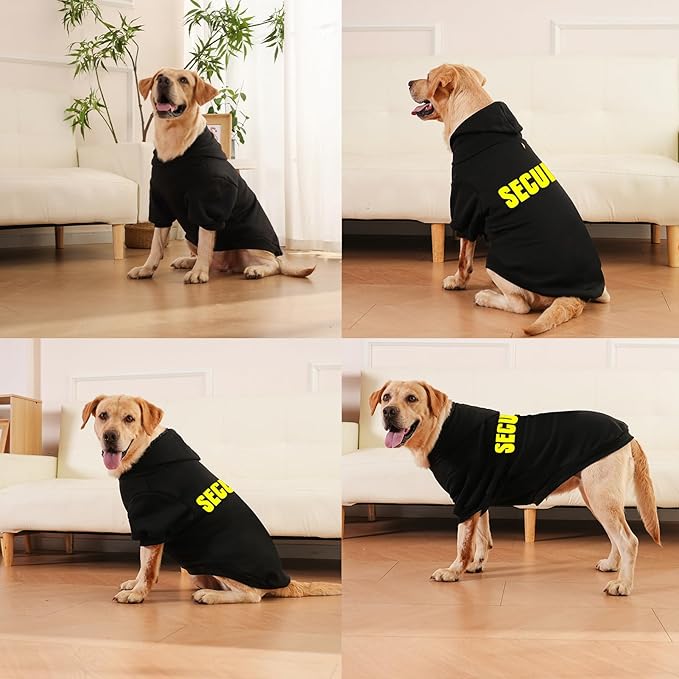 EXPAWLORER Security Dog Hoodie Puppy Sweater - Dog Sweatshirt Soft Fleece Lined Pet Clothes, Cold Weather Hooded Jacket Coat Keep Warm for Small Medium Large Dogs, X-Large