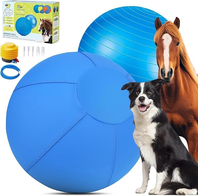 Herding Ball for Dogs- 25" Dog Herding Ball for Dogs/Horse, Dog Agility Equipment for Australian/German Shepherd Collie, Toys for Christmas/Birthday Gifts, Blue