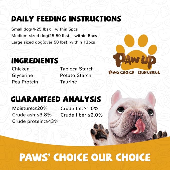 PAWUP Chicken Jerky Strips Dog Treats, Training Treats for Dogs w/Taurine, Low Fat, Natural Chicken Jerky Cuts, 12.5 oz