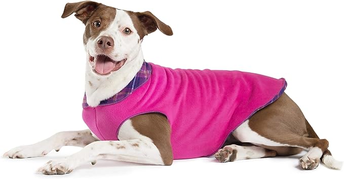 Goldpaw Duluth Double Fleece Dog Sweater Vest for Medium Dogs - Soft, Stretchy Dog Fleece - Warm Pet Jacket for Fall and Winter - Premium Pet Outerwear - Machine Washable - Mulberry/Fuchsia - Size 16