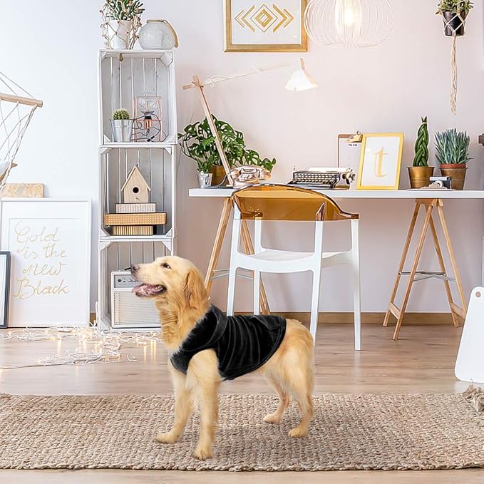 EXPAWLORER Dog Hoodie Fleece Sweater Vest, Hooded Dog Sweatshirt Fall Winter Pet Clothes with Leash Ring, Sleeveless Warm Cozy Puppy Clothing for Cat Small Medium Large Dogs Girl Boy, Black S