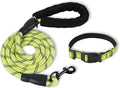 Nylon Dog Leash for Medium Large Dogs, 5-FTReflective Heavy Duty Leash with Comfortable Handle & Poop Bag Dispenser Ring, 1/2 Inch Wide, Secure Reinforcement for Walking (Green, L)