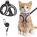 Cat Harness and Leash for Walking Escape Proof, Adjustable Kitten Vest Harness Reflective Soft Mesh Puppy Harness for Outdoor, Comfort Fit, Easy to Control (Lpink, S)