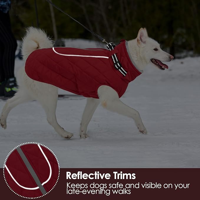 AOFITEE Large Dog Winter Jacket, Waterproof Dog Coat with Back Zipper, Reflective Puffer Coat Pet Snowsuit, Warm Winter Snowsuit for Large Dogs, Snow Jacket for French Bulldog