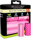Parisian Pet Ecofriendly Dog Poop Bags Rolls - 160 Count Unscented Poop Bags For Dogs - Leakproof, Extra Thick, 8 Dog Waste Bags Refill Rolls - Stripes Dots Pink Doggie Poop Bags