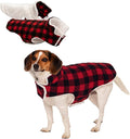 Furhaven Reversible Small Dog Coat, Washable & Insulating w/ Leash Access - Sherpa & Plaid Fleece Flex-Fit Jacket - Cream/Red, Small