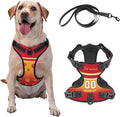 Custom Football Style Dog Harness with Reflective Stripes Personalized Name and Number Dog Vest Harness with Pet Traction Rope for Small Medium Large Dog