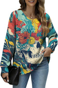 Women's Cat Printed Sweater Oversized Cable Knit Long Sleeve Christmas Clothes Casual Autumn Winter Fashion Tops