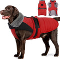 MIGOHI Dog Winter Coat - Reflective Medium Dog Snow Jacket with Thick Turtleneck,Windproof Pet Fleece Vest, Cold Weather Coat for Medium Dogs, Snowproof for Hiking,Camping,L,RedBlack